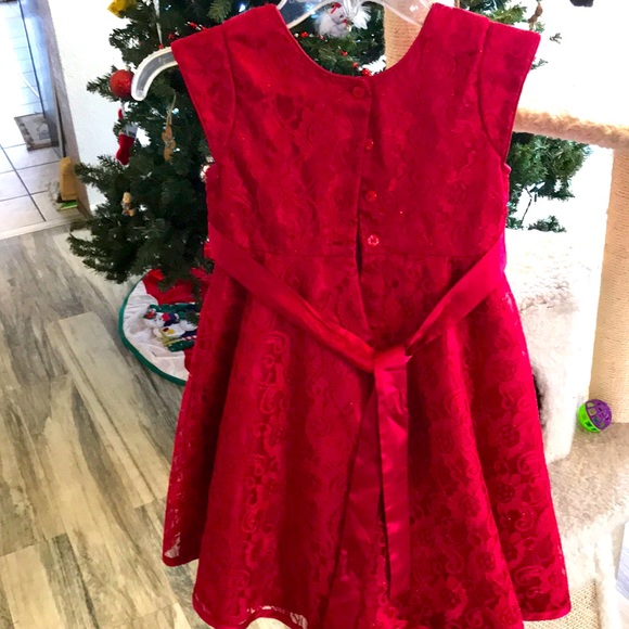 JONA MICHELLE🌹❤️GORGEOUS RED SATIN & LACE DRESS SIZE 6 GIRL EXCELLENT COND. - Picture 4 of 6